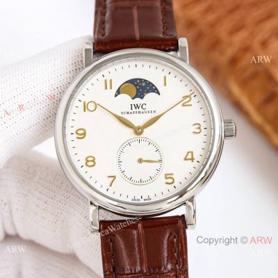 AAA Swiss Replica IWC Portofino Moonphase Brown Leather Strap Watches